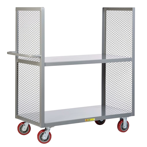 Shelf Truck, 2-Sided, 2-Shelf, 30 x 60", Steel, 3600 lb Load Capacity, 2 Shelves, 57" H